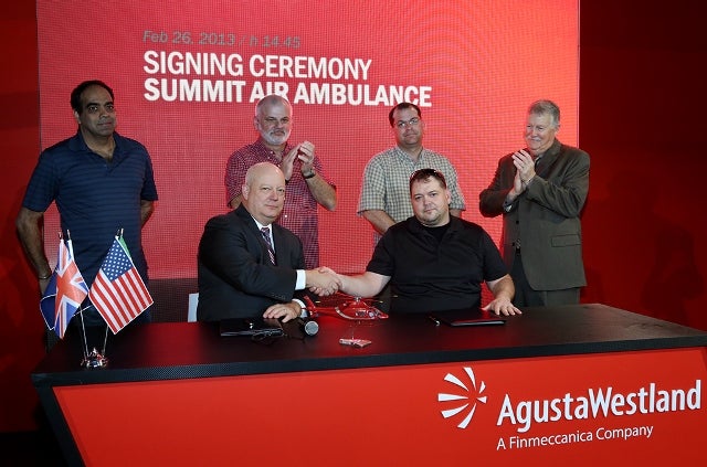 Summit Air Ambulance and AgustaWestland officials