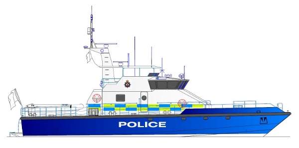 The 25m patrol boat is designed by Camarc Design. Image courtesy of Camarc Design.