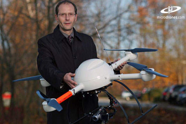 The MD4-1000 UAV, developed by microdrones, is in service with the Interior Minister of Saxony. Image: courtesy of microdrones GMBH.