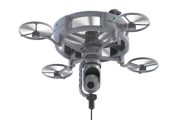 The HoverMast-100 mobile tethered hovering aerial system is designed by Sky Sapience. Image source: Gila Harel, Sky Sapience Ltd.