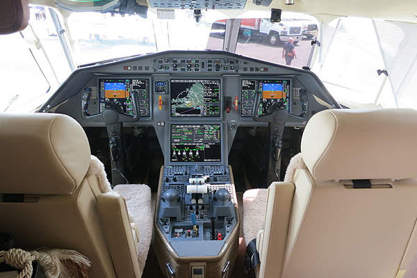 Falcon 2000 maritime surveillance and reconnaissance aircraft is equipped with Dassault Aviation's Enhanced Avionics System (EASy) cockpit. Image: courtesy of JetRequest.com.